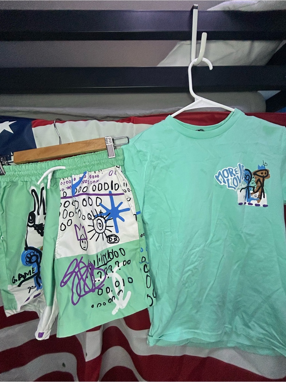 Kids Mint Green Graphic Matching Athletic Set
